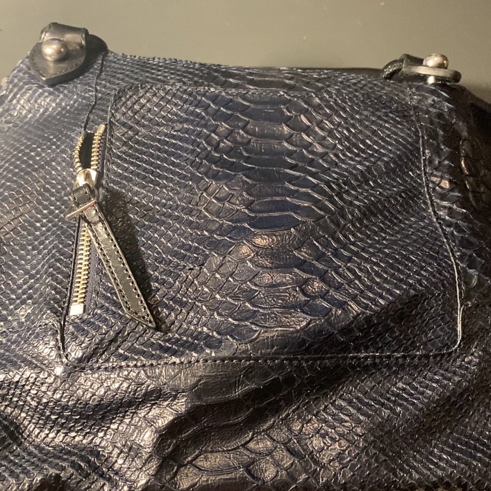 Olivia Harris Python/Snakeskin Textured Satchel - image 5